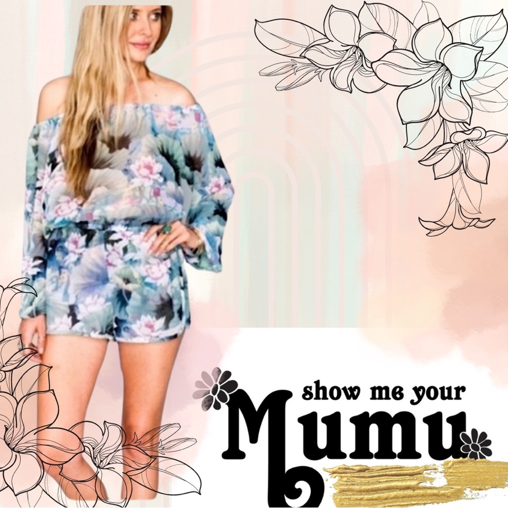 🌺GUC Show Me Your Mumu Sheer Waterlily Print Romper Coverup Beachwear Size M